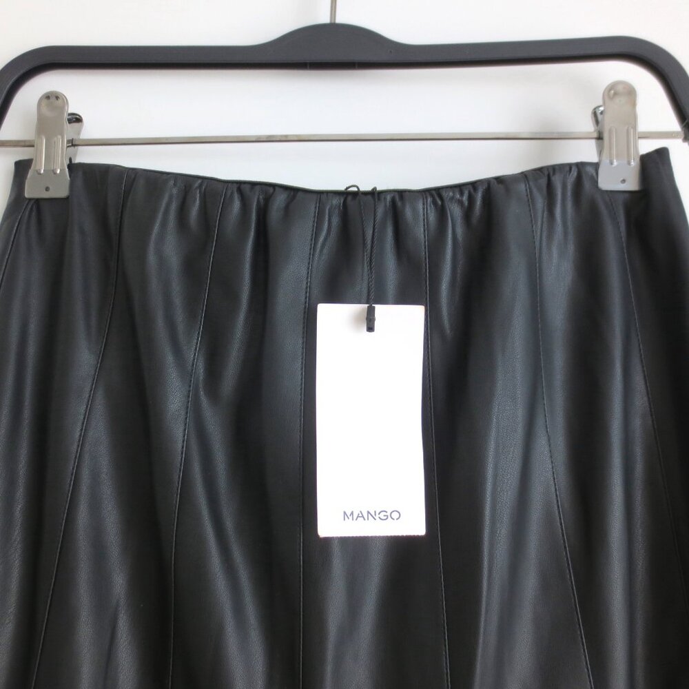 NWT MANGO WOMEN'S FAUX LEATHER PLEATED SKIRT MIDI - Picture 4 of 8